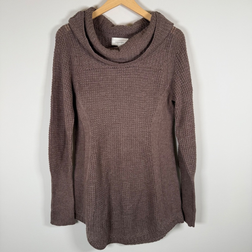 Angel Of The North Cowl Neck Fitted Pullover Crochet Knit Tunic Sweater Small